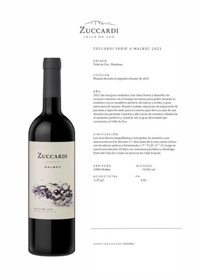 Vino Tinto Zuccardi serie A malbec x750cc
