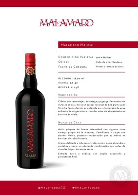 Vino Tinto Malamado Malbec x750cc