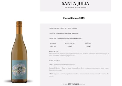 Vino Blanco Santa julia flores blancas viognier x750cc