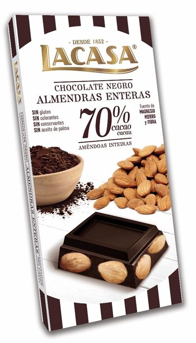 Lacasa tableta chocolate 70% cacao con Almendras x100gr