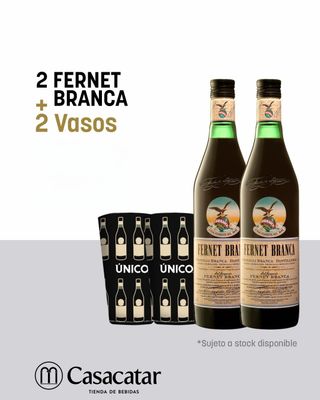Kit 2 Fernet Branca x750 + Dos Vasos