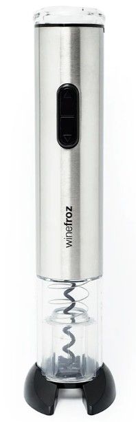 Descorchador de acero con pilas Winefroz