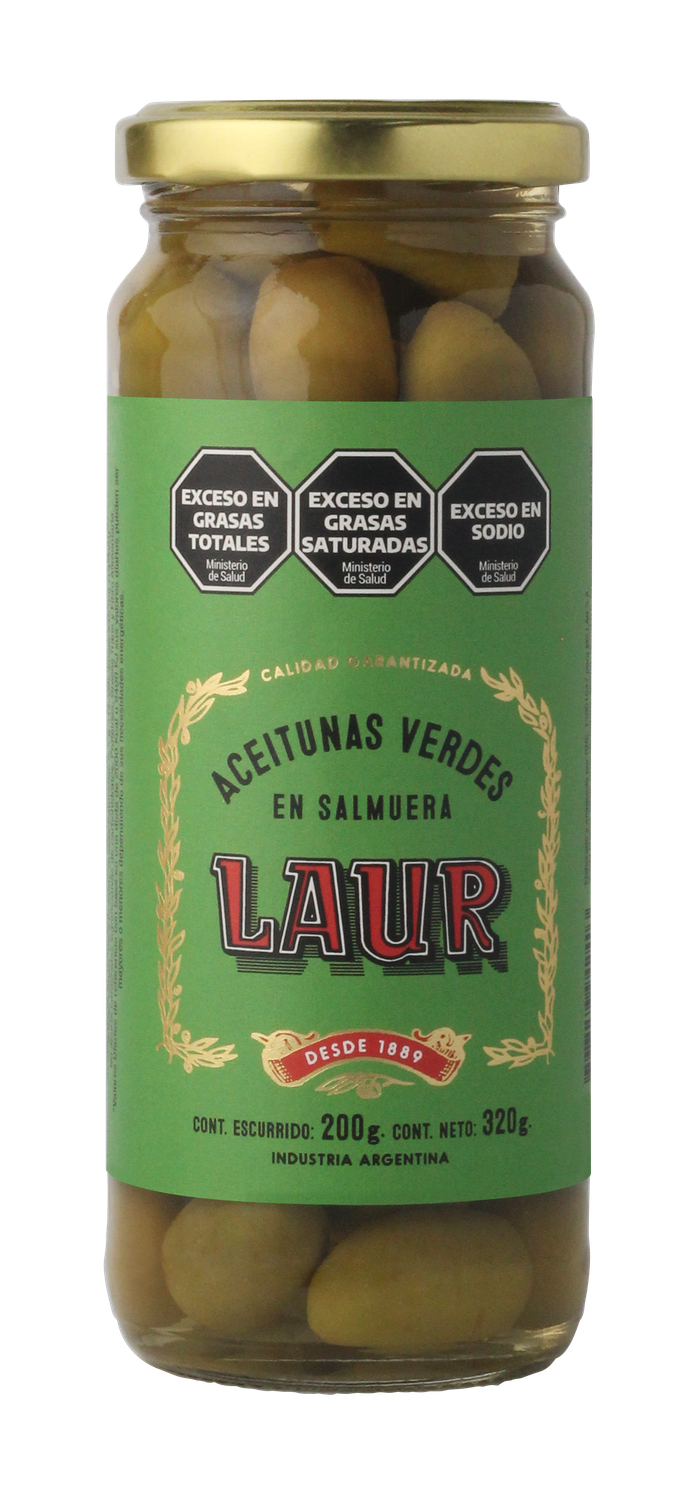 Aceitunas Laur verdes grandes c/carozo x200gr
