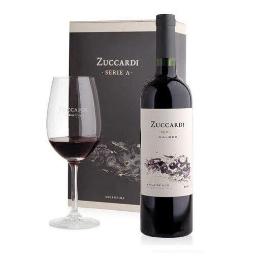 Estuche Zuccardi Serie A malbec + copa x1x750cc