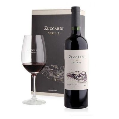 Estuche Zuccardi Serie A malbec + copa x1x750cc