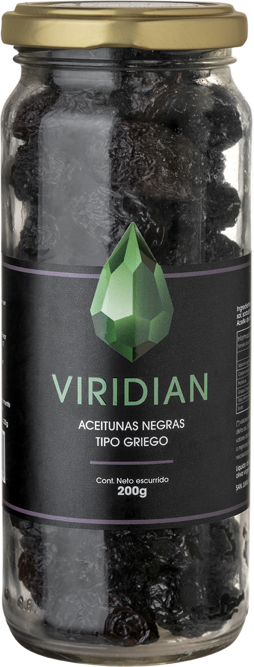 Viridian aceitunas negras griegas frasco x200gr