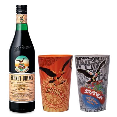 Estruche Fernet Branca 750cc + 2 Vasos 500 Ml