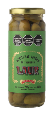 Aceitunas Laur verdes grandes c/carozo x200gr