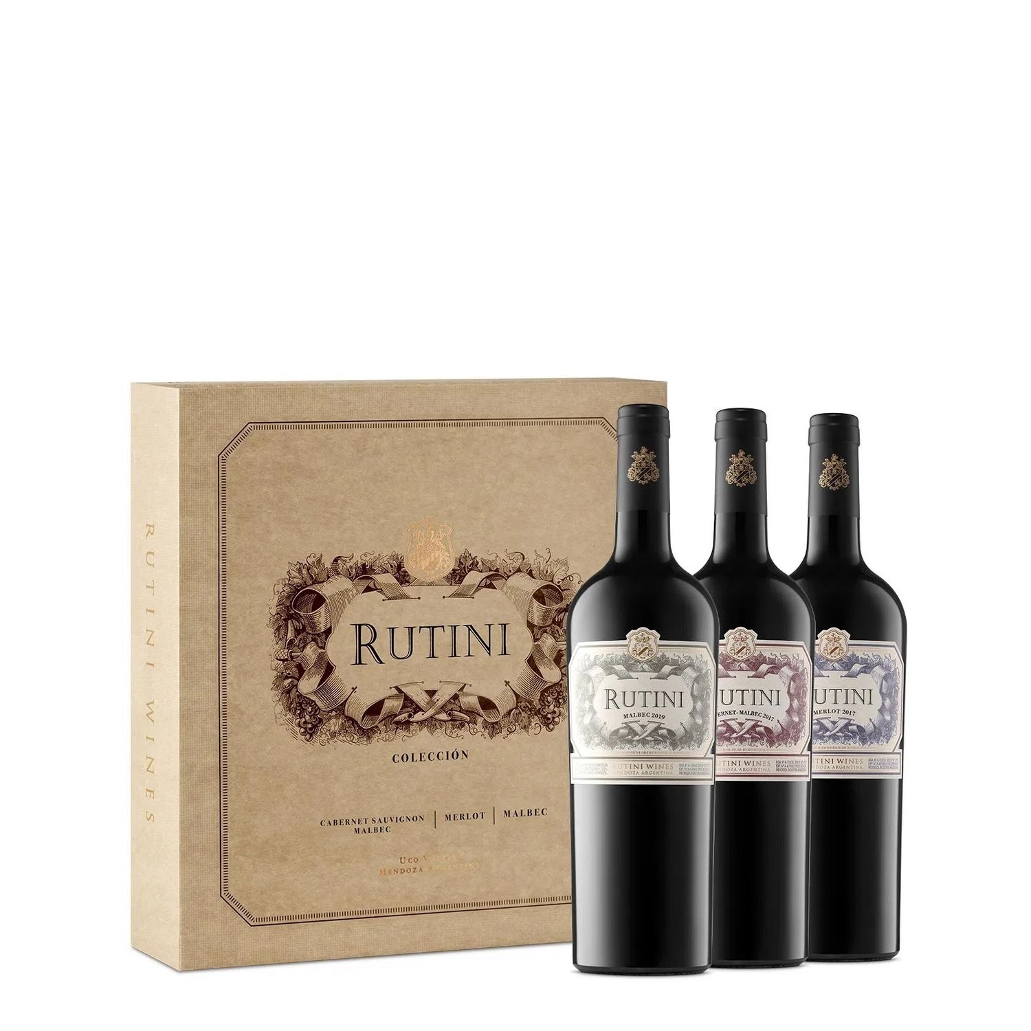 Estuche Rutini Cabernet- Malbec/Malbec/Merlotx3x750cc