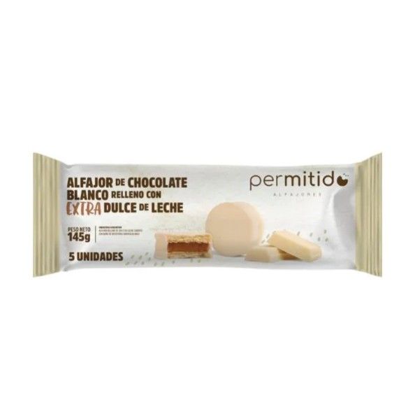 Permitido Alfajor De Chocolate Blanco Premium x5x145Gr.