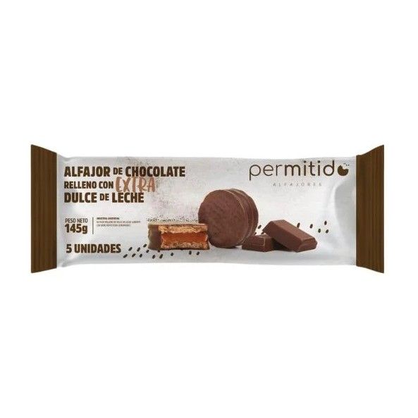 Permitido Alfajor De Chocolate Premium x5x145Gr.
