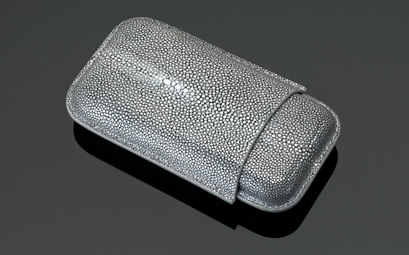 Siglo Rochenleder Zigarren-Etui grau - für 3 Zigarren