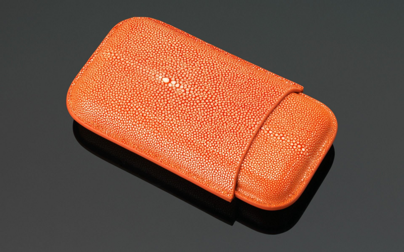 Siglo Rochenleder Zigarren-Etui orange - für 3 Zigarren