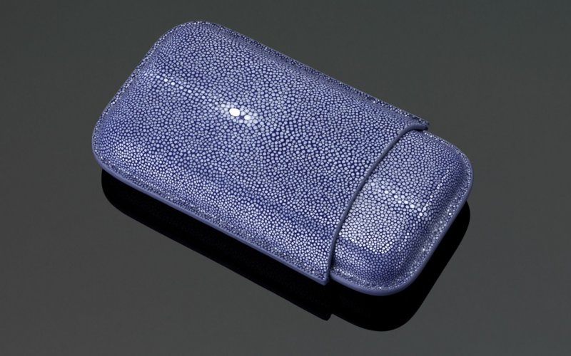 Siglo Rochenleder Zigarren-Etui blau - für 3 Zigarren