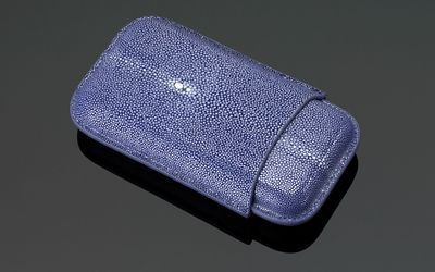 Siglo Rochenleder Zigarren-Etui blau - für 3 Zigarren