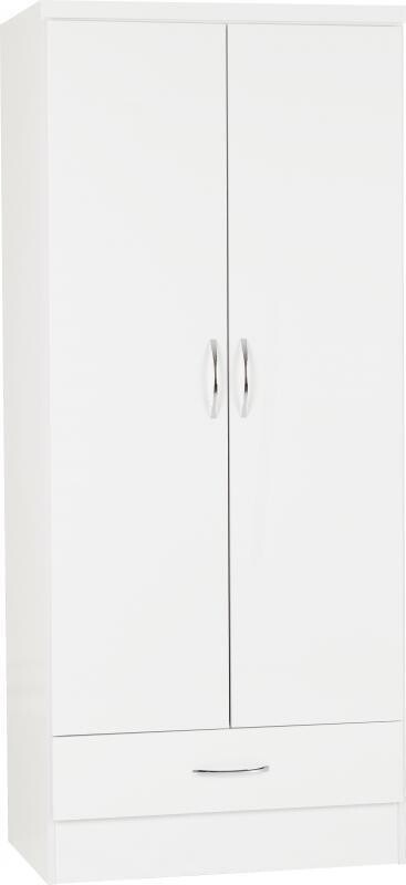 Nevada 2 door/1 drawer wardrobe white