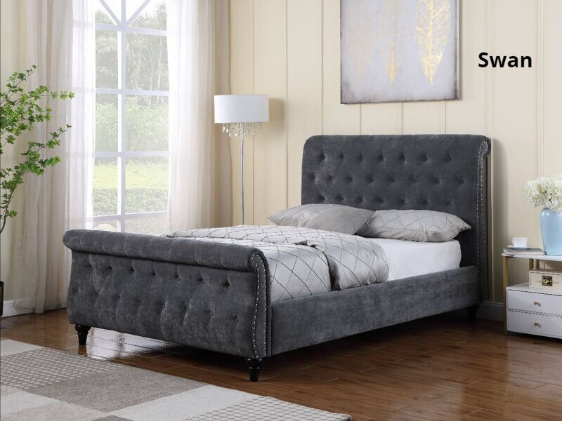 Swan sleigh bed grey