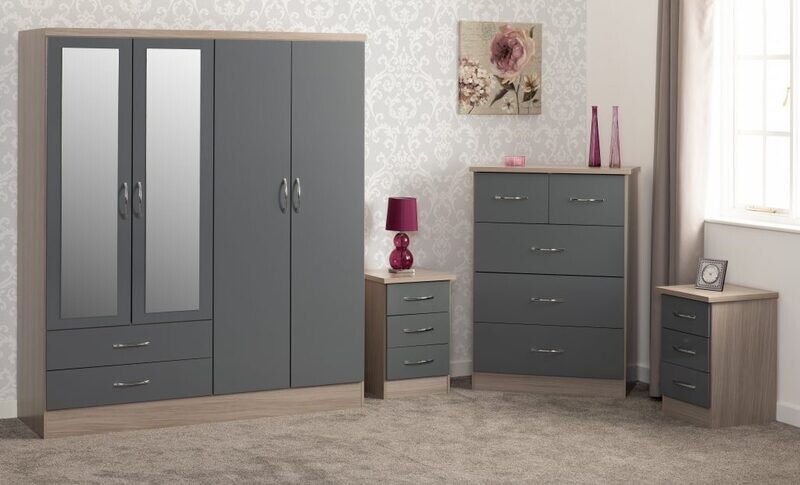Nevada 4 piece bedroom set (4 door mirror Robe)