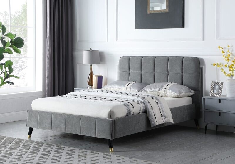 Milton 4ft6 grey plush fabric