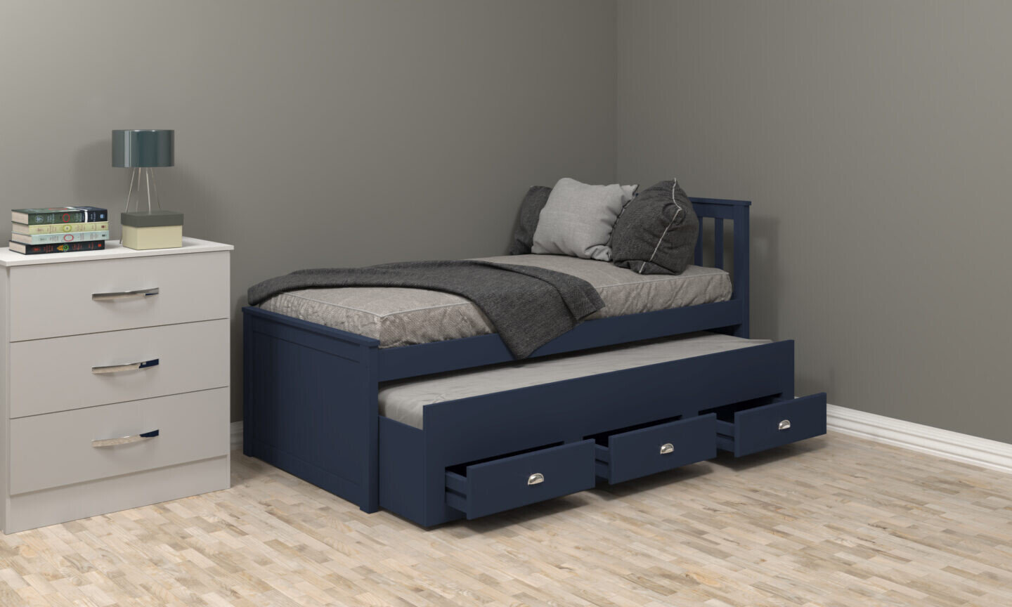 Cabin bed with guest bed and 3 x storage drawers