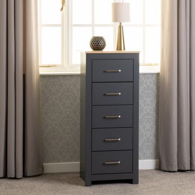 Portland 5 Drawer narrow tallboy