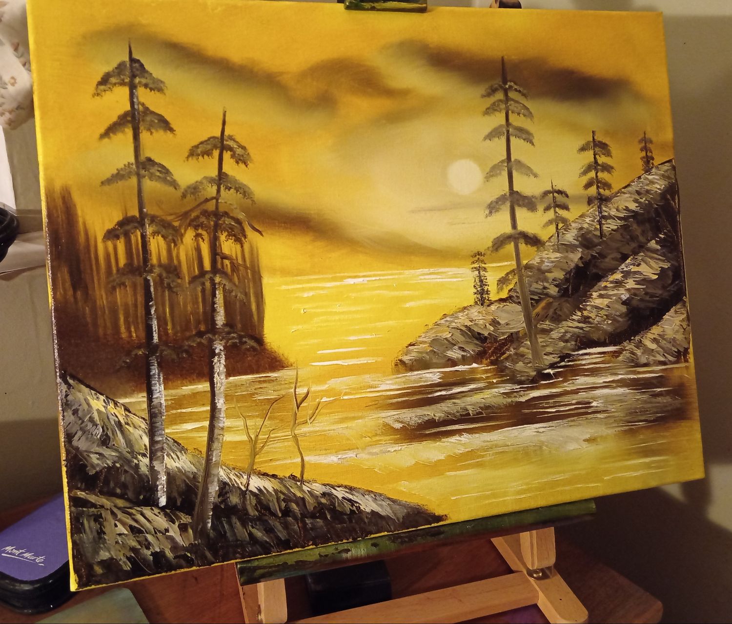 Rocky ochre cove (Original oil on canvas 20in x 16in)