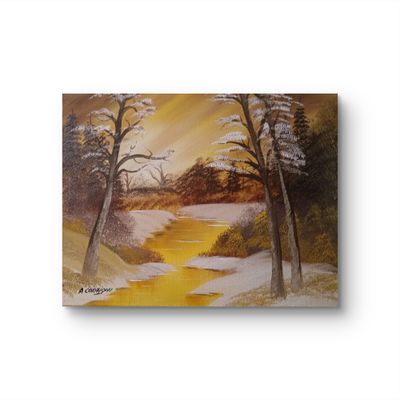 &quot;Golden glow&quot; Original Irish art,  framed landscape canvas