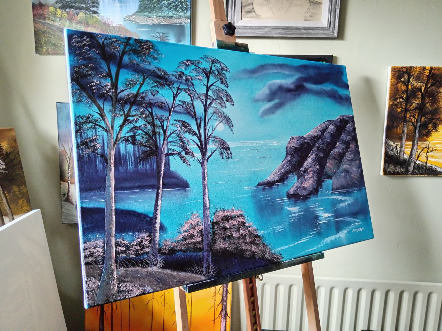 &quot;Phthalo Coast&quot; Original oil painting (100cm x 60cm)