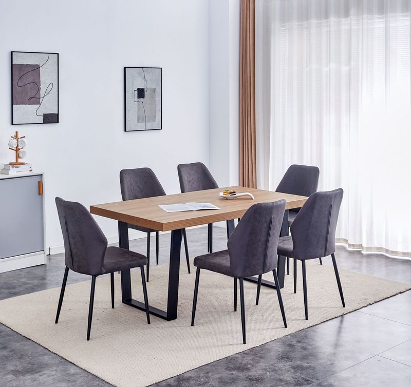 Austin dining set incl 6 chairs (Heat resistant top)