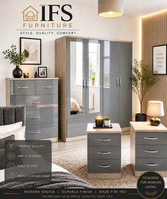 Nevada 4 piece bedroom set (4 door mirror Robe)
