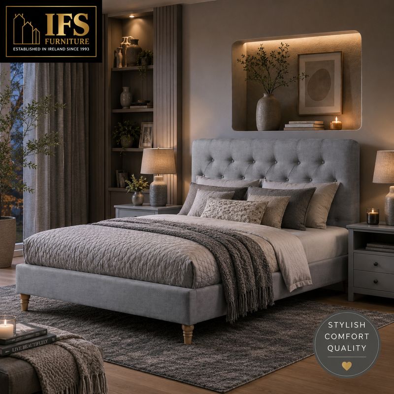 Davina bed ash grey
