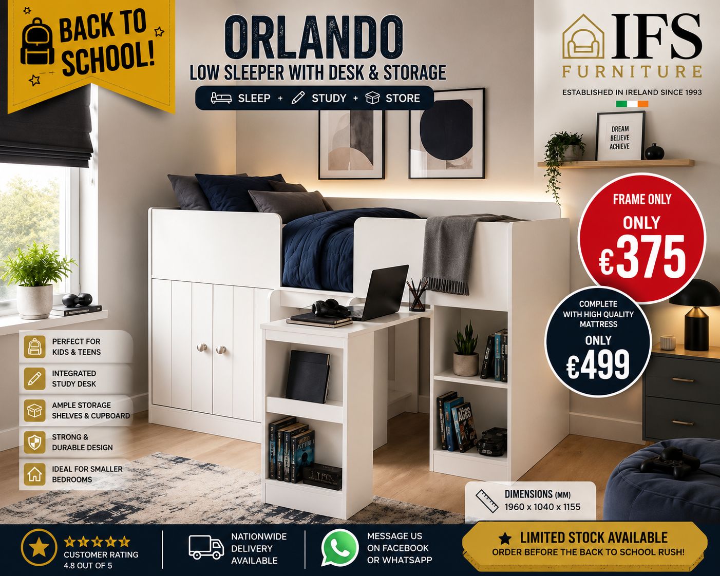 Orlando low sleeper with desk