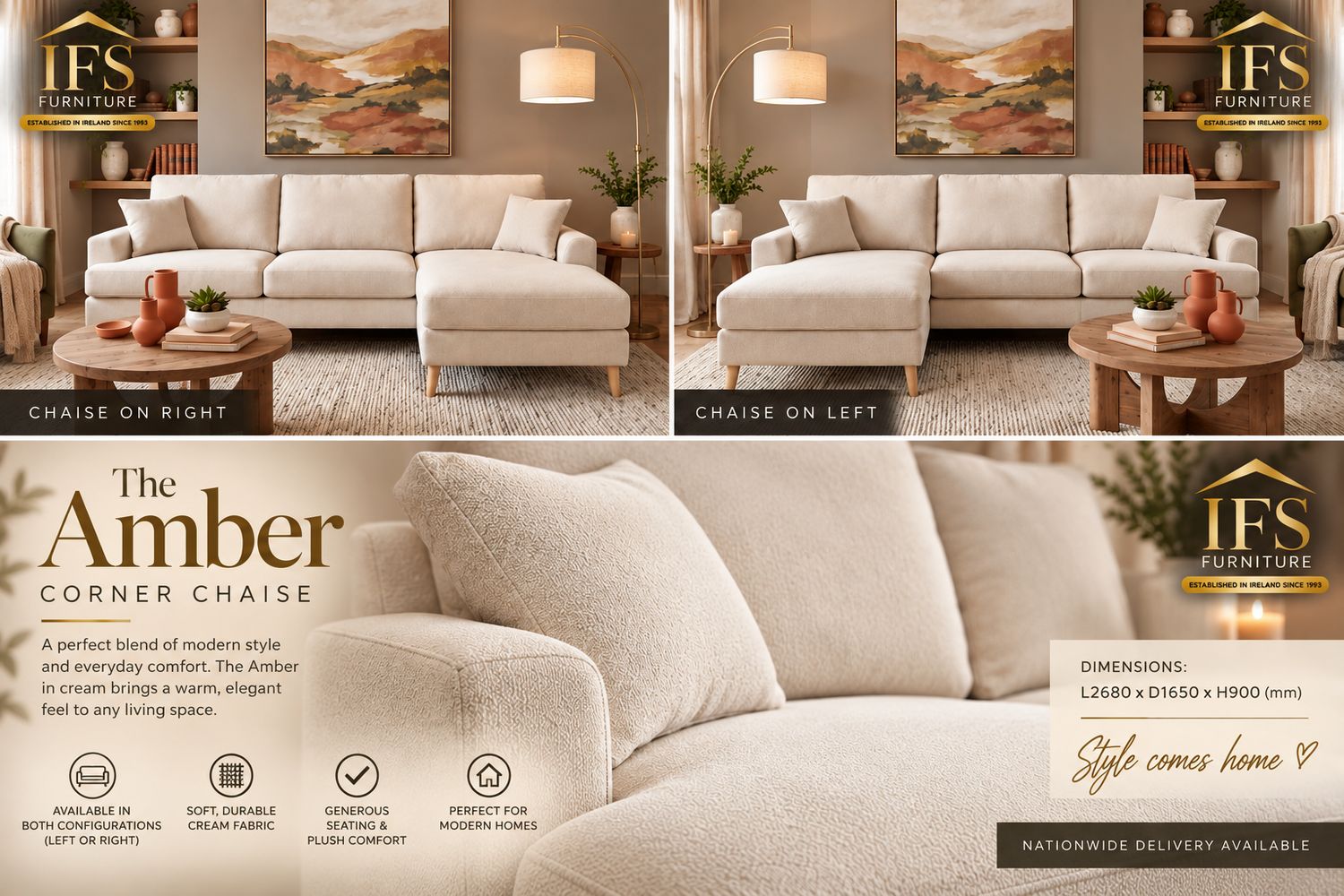 Amber Corner Chaise Sofa