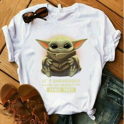Lus Los Cute Baby Yoda T Shirt Women Star Wars Mandalorian T-Shirt