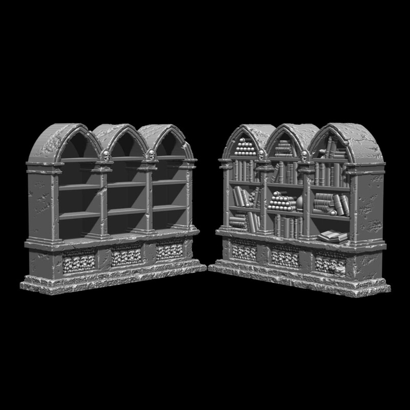 Necromancer Arcane Bookcase Double Set - STL