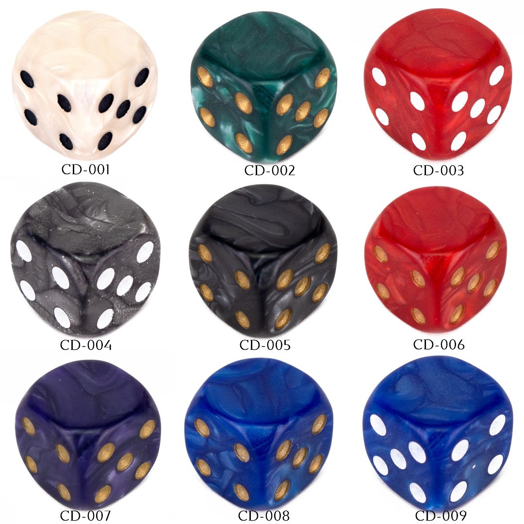 10x 16mm Dice D6 - Budget Custom logo on the "6" Side - Pearl