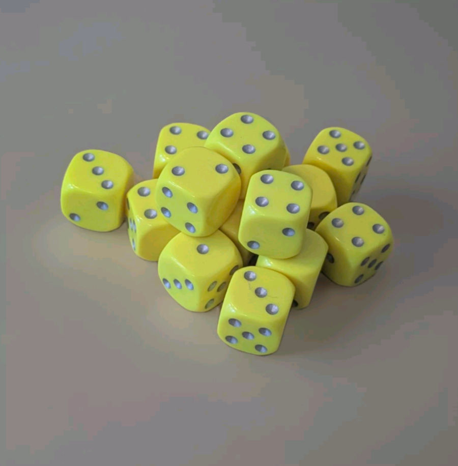 Quality UK Made Dice x 10 - Neon Yellow - Custom Six Side