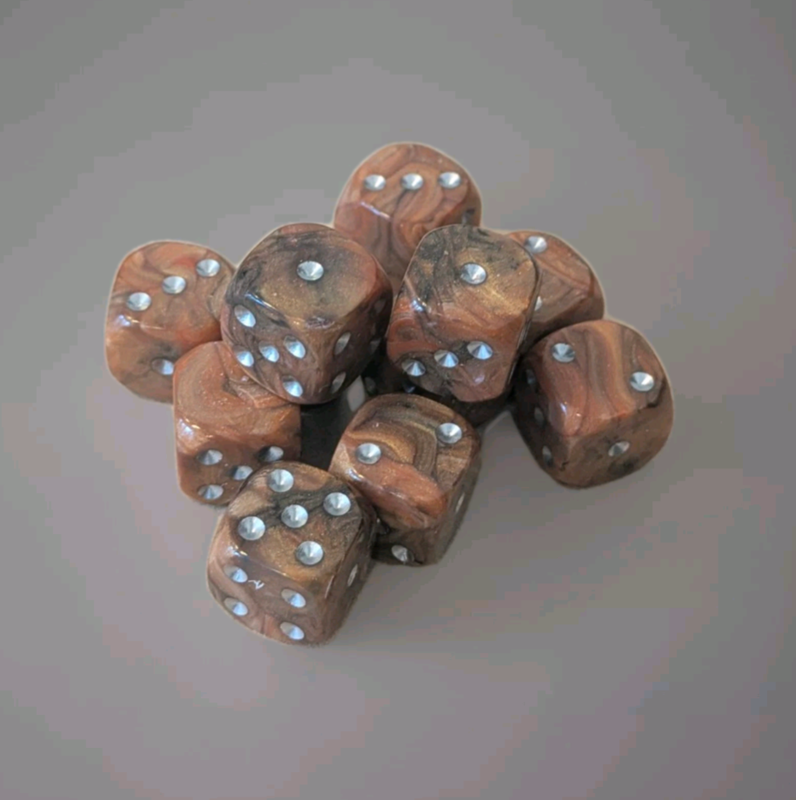 Quality UK Made Dice x 10 - Brown Stone - Custom Six Side