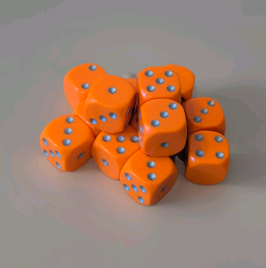 Quality UK Made Dice x 10 - Neon Orange - Custom Six Side