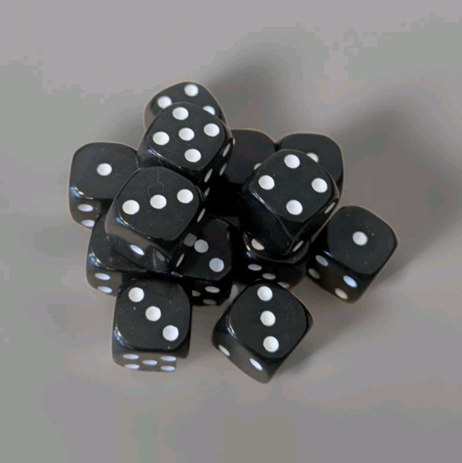 Quality UK Made Dice x 10 - Butler Black - Custom Six Side