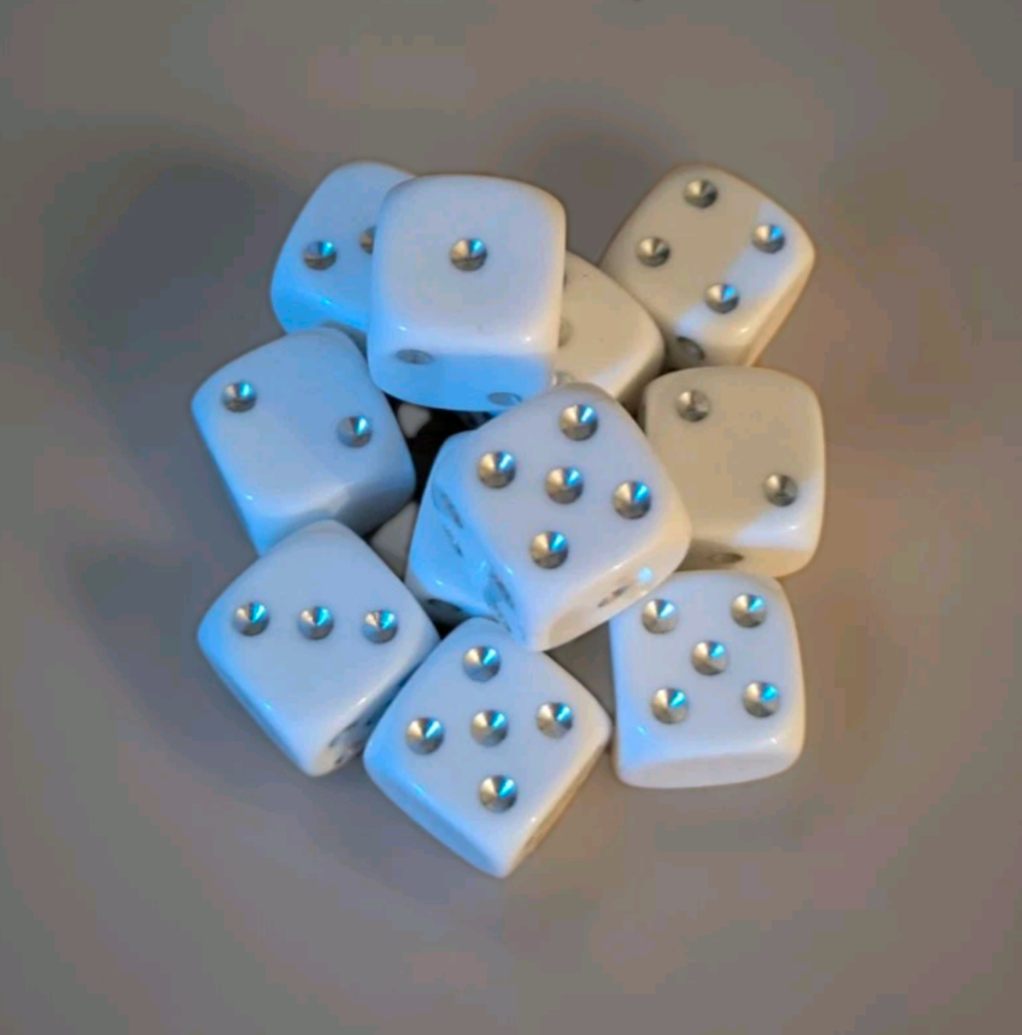 Quality UK Made Dice x 10 - Snow White - Custom Six Side