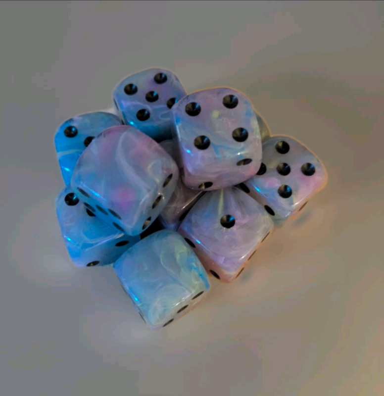 Quality UK Made Dice x 10 - Fairy Puke Black Pip - Custom Six Side