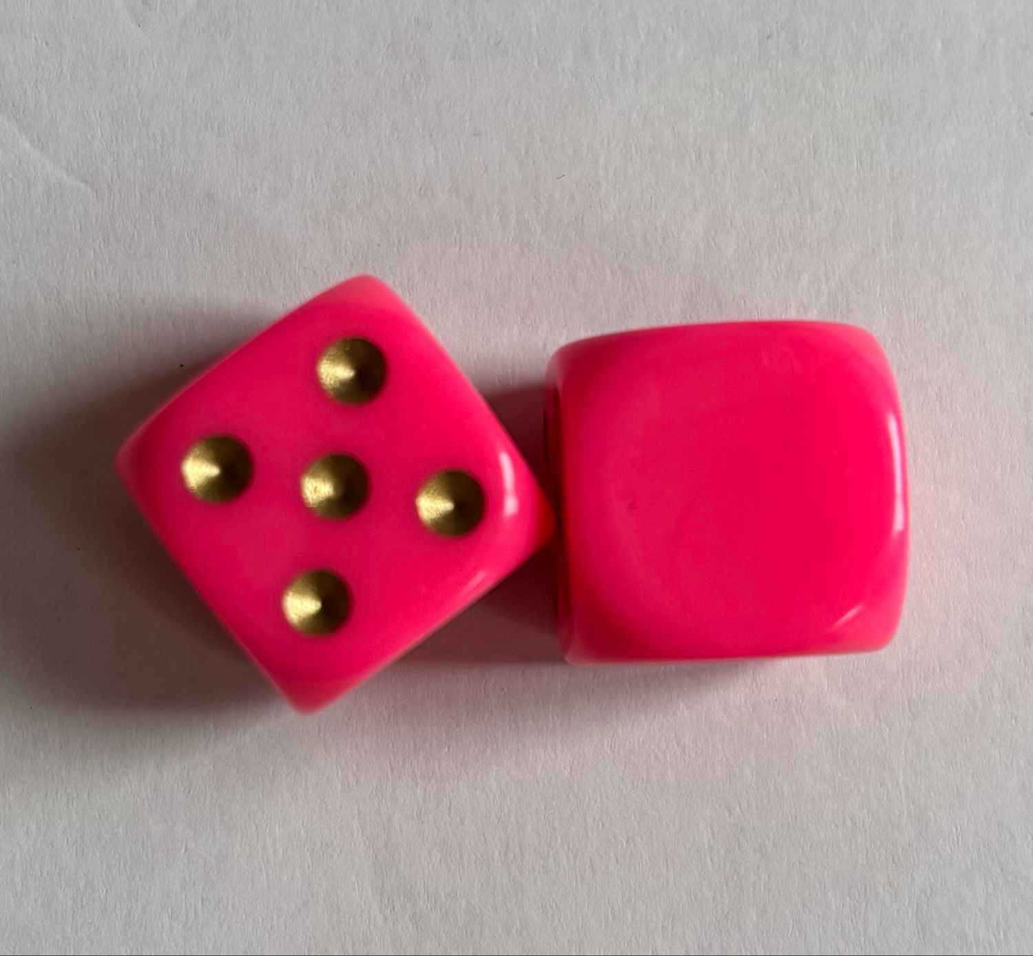Quality UK Made Dice x 10 - Project Mayhem Pink Gold Pip- Custom Six Side