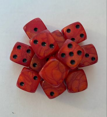 Quality UK Made Dice x 10 - Red Gold Glitter Black Pip- Custom Six Side