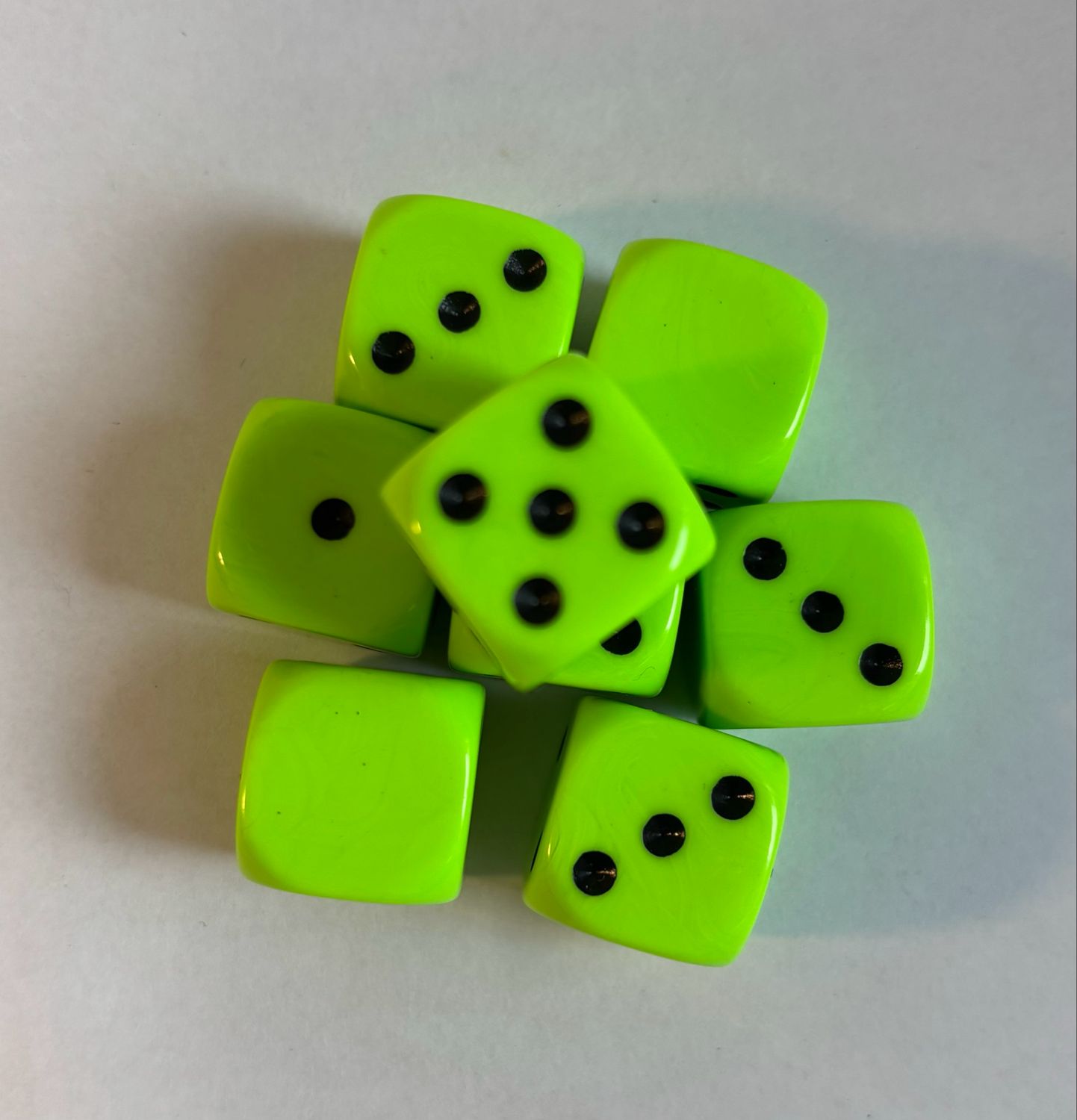 Quality UK Made Dice x 10 - Neon Green- Custom Six Side