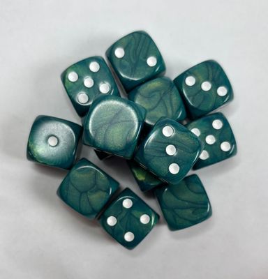 Quality UK Made Dice x 10 - Artic Moss White Pip- Custom Six Side