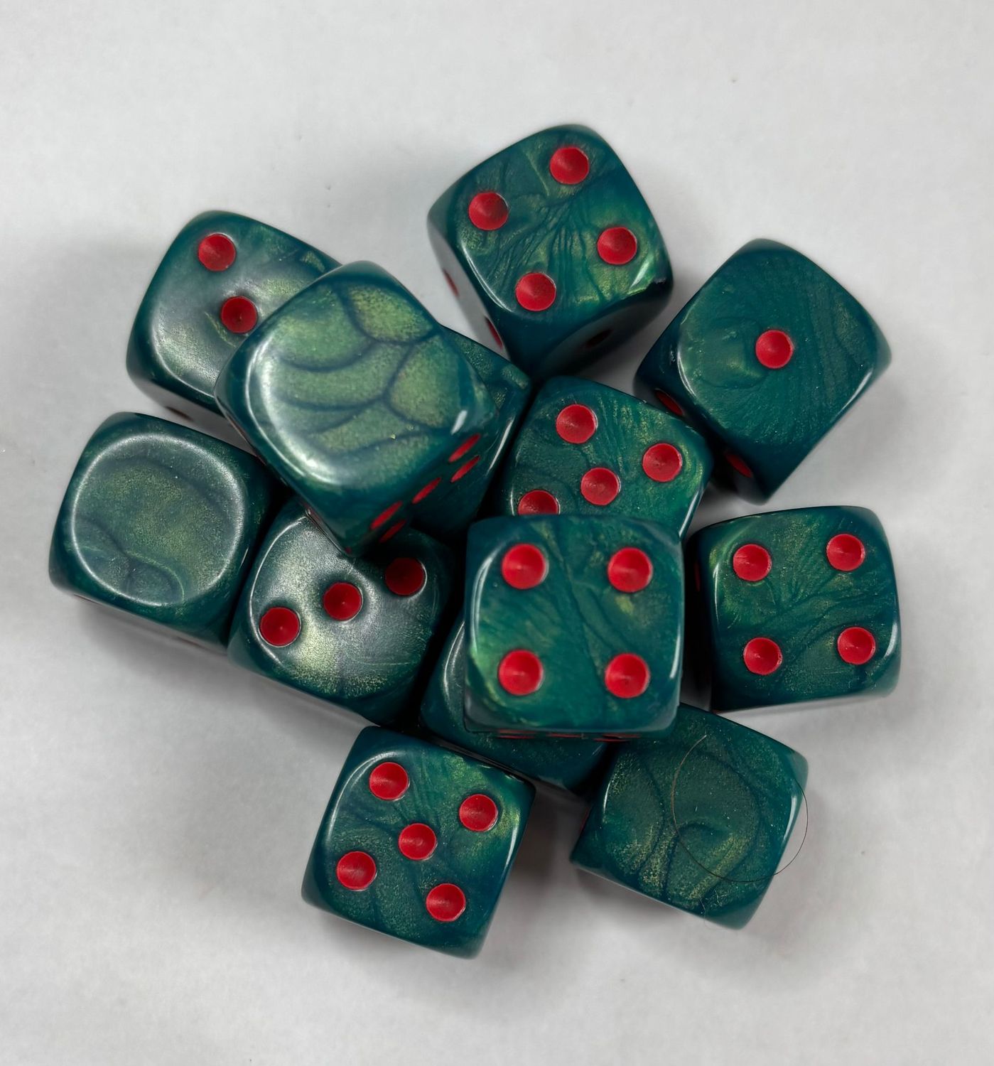 Quality UK Made Dice x 10 - Artic Moss Red Pip- Custom Six Side