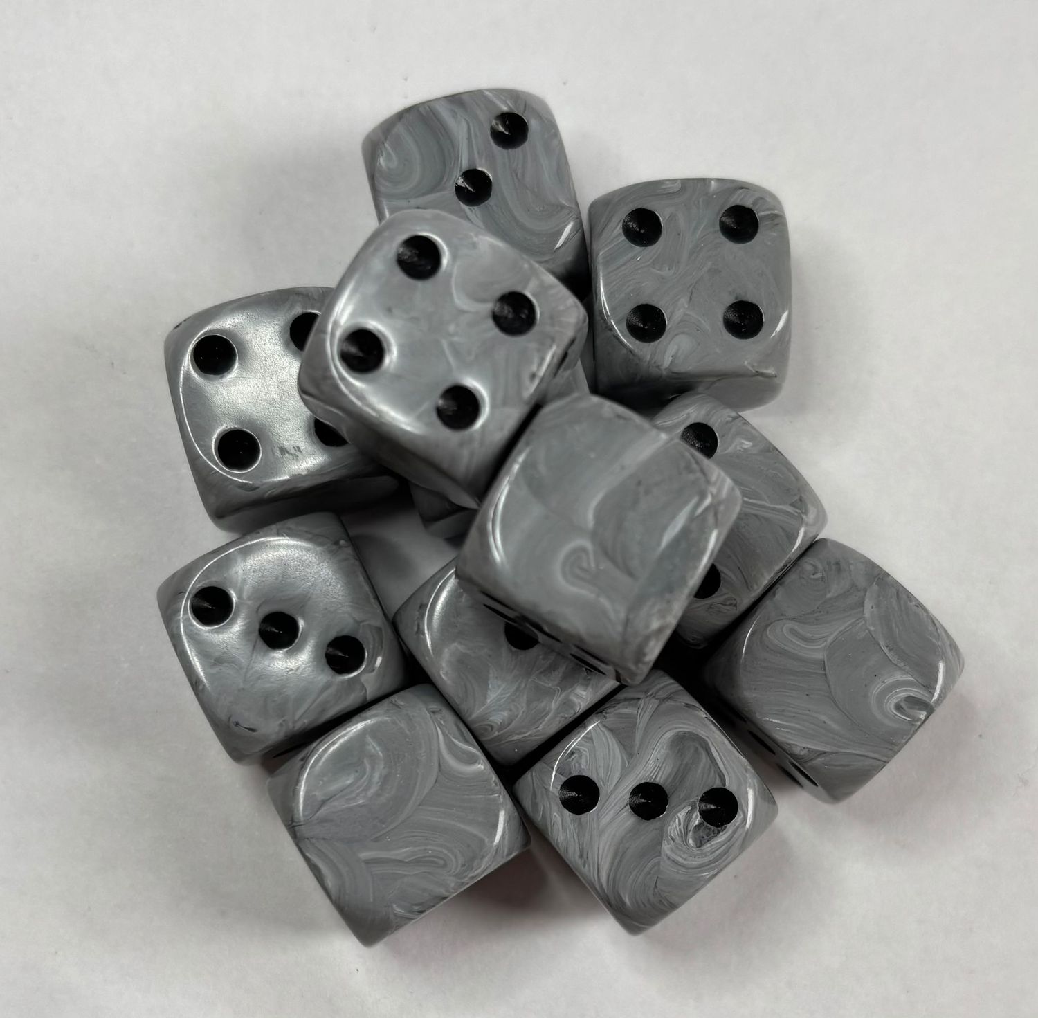 Quality UK Made Dice x 10 - Arcadia Light Grey Black Pips - Custom Six Side