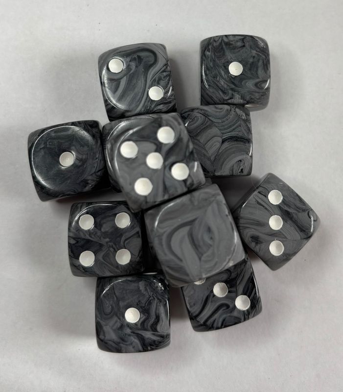 Quality UK Made Dice x 10 - Arcadia Dark Grey White Pips - Custom Six Side
