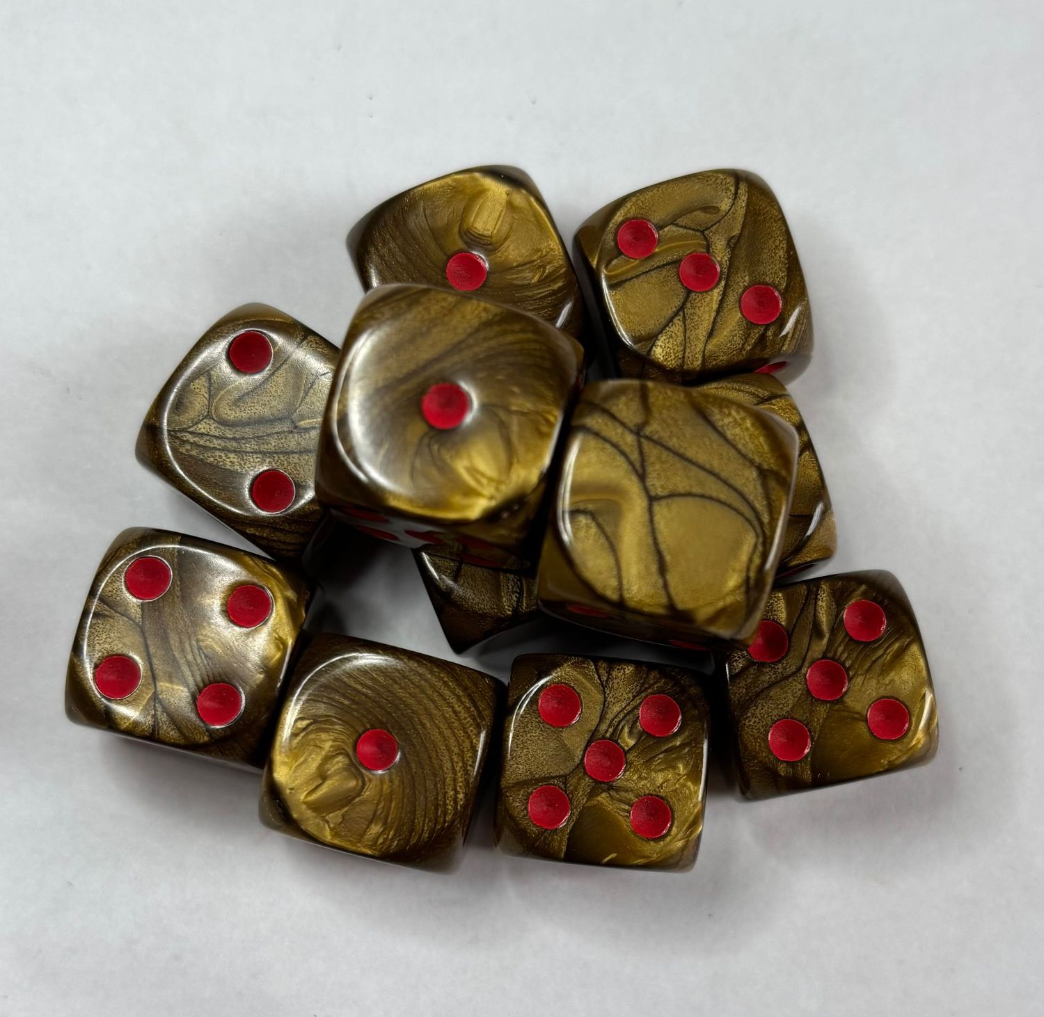 Quality UK Made Dice x 10 - Gold Mine Red Pip - Custom Six Side